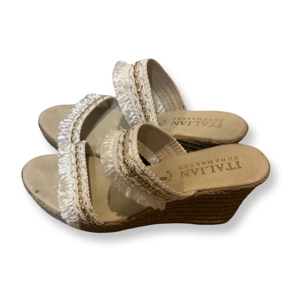 Italian Shoemakers Beige and White Wedge Sandals - Picture 4 of 4